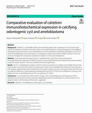 Comparative evaluation of calretinin immunohistochemical expression in calcifying odontogenic cyst and ameloblastoma