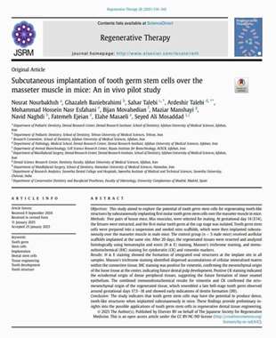 Subcutaneous implantation of tooth germ stem cells over the masseter muscle in mice: An in vivo pilot study