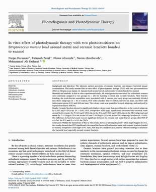 In vitro effect of photodynamic therapy with two photosensitizers on Streptococcus mutans load around metal and ceramic brackets