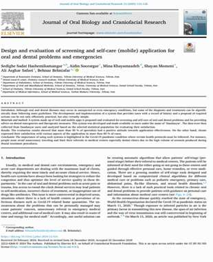 .Design and evaluation of screening and self-care (mobile) application for oral and dental problems and emergencies