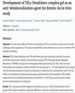 Development of TiF4-Dendrimer complex gel as an anti-demineralization agent for dentin: An in vitro study 